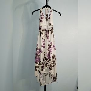 White Halter Assymetrical Dress